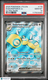 2025 Pokemon JTG EN-Journey Together Dudunsparce EX #178 Ultra Rare PSA 10
